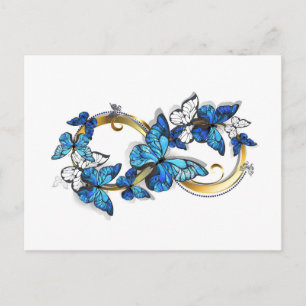 Symbol Unendlichkeit von blauen Morpho-Schmetterli Postkarte