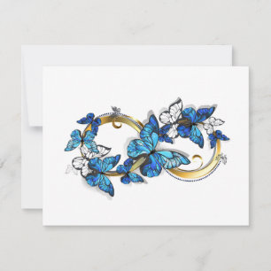 Symbol Unendlichkeit von blauen Morpho-Schmetterli RSVP Karte