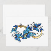 Symbol Unendlichkeit von blauen Morpho-Schmetterli Save The Date (Vorne/Hinten)