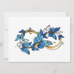 Symbol Unendlichkeit von blauen Morpho-Schmetterli Save The Date
