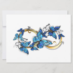 Symbol Unendlichkeit von blauen Morpho-Schmetterli Save The Date