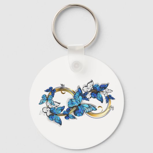 Symbol Unendlichkeit von blauen Morpho-Schmetterli Schlüsselanhänger (Vorderseite)