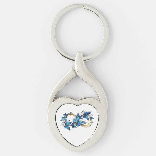 Symbol Unendlichkeit von blauen Morpho-Schmetterli Schlüsselanhänger (Vorderseite)