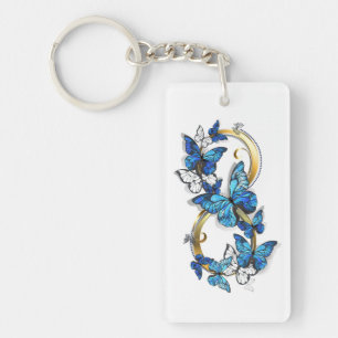 Symbol Unendlichkeit von blauen Morpho-Schmetterli Schlüsselanhänger