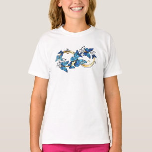 Symbol Unendlichkeit von blauen Morpho-Schmetterli T-Shirt