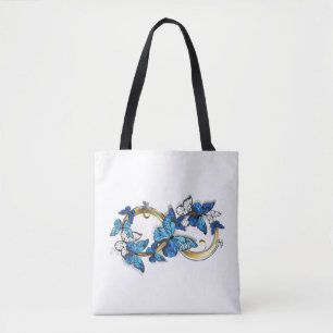 Symbol Unendlichkeit von blauen Morpho-Schmetterli Tasche