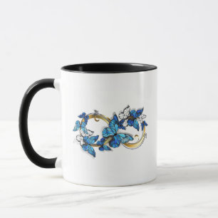 Symbol Unendlichkeit von blauen Morpho-Schmetterli Tasse