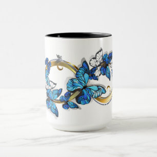 Symbol Unendlichkeit von blauen Morpho-Schmetterli Tasse