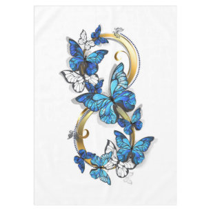 Symbol Unendlichkeit von blauen Morpho-Schmetterli Tischdecke