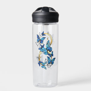 Symbol Unendlichkeit von blauen Morpho-Schmetterli Trinkflasche