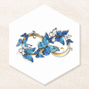 Symbol Unendlichkeit von blauen Morpho-Schmetterli Untersetzer