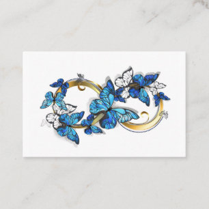 Symbol Unendlichkeit von blauen Morpho-Schmetterli Visitenkarte