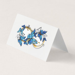Symbol Unendlichkeit von blauen Morpho-Schmetterli Visitenkarten