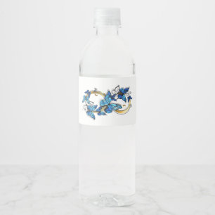 Symbol Unendlichkeit von blauen Morpho-Schmetterli Wasserflaschenetikett