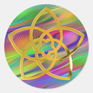 Symbol Venus Blume / GOLD Farbwellen Runder Aufkleber