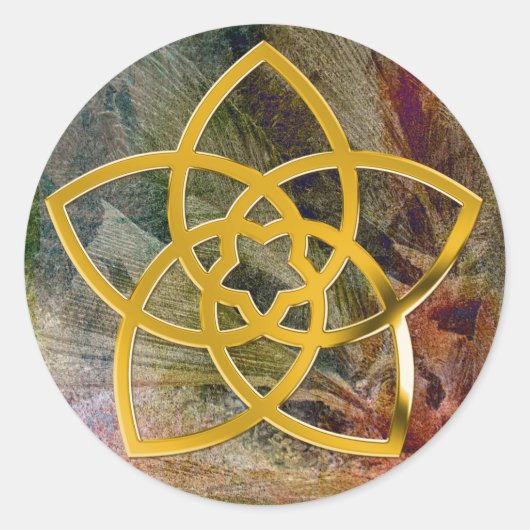 Symbol Venus Blume / GOLD | Feder Runder Aufkleber (Vorderseite)