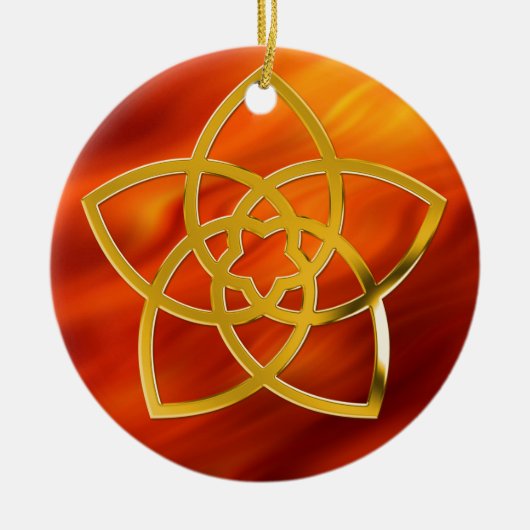 Symbol Venus Blume / GOLD | Feuer rot Keramik Ornament (Vorne)