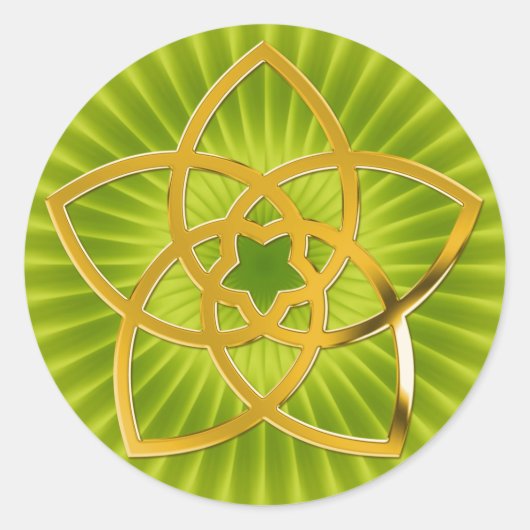 Symbol Venus Blume / GOLD | hellgrün Runder Aufkleber (Vorderseite)