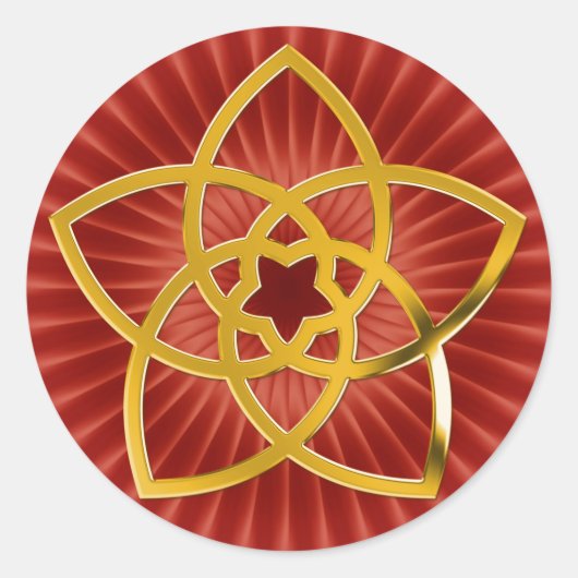 Symbol Venus Blume / GOLD | Roter Schimmer Runder Aufkleber (Vorderseite)