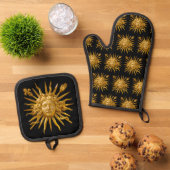 Symbol von Louis XIV der Sonnenkönig Ofenhandschuh & Topflappen-Set (Oben Unten)
