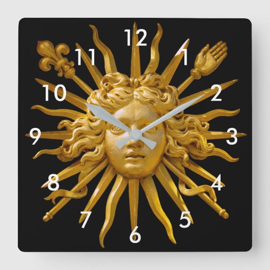 Symbol von Louis XIV der Sonnenkönig Quadratische Wanduhr (Vorderseite)
