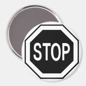 Symbol-Zeichen anhalten - Schwarz auf Weiß Magnet (Vorderseite/Rückseite)