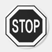 Symbol-Zeichen anhalten - Schwarz auf Weiß Magnet (Vorne)