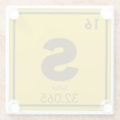 Symbolchemieformel g des chemischen Elements des Glasuntersetzer (Rückseite)