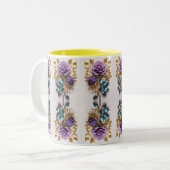 Symboldesign für elegante Rose | Zeitlose Blumenku Zweifarbige Tasse (Vorderseite Links)