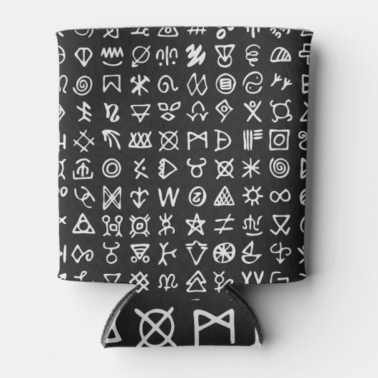 Symbole: antiker nahtloser Schriftart. Dosenkühler (Vorderseite)