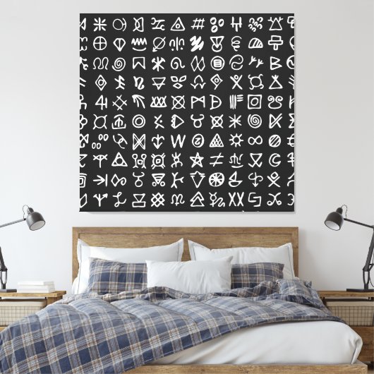 Symbole: antiker nahtloser Schriftart. Leinwanddruck (Insitu (Schlafzimmer))