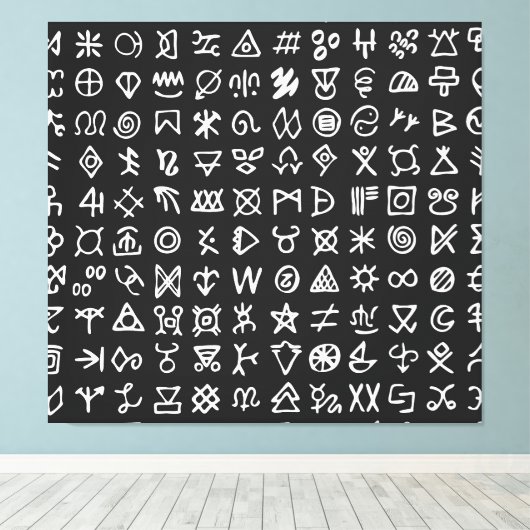 Symbole: antiker nahtloser Schriftart. Leinwanddruck (Insitu (Holzboden))