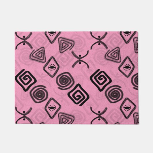 Symbole auf Rosa. Fußmatte (Vorderseite)