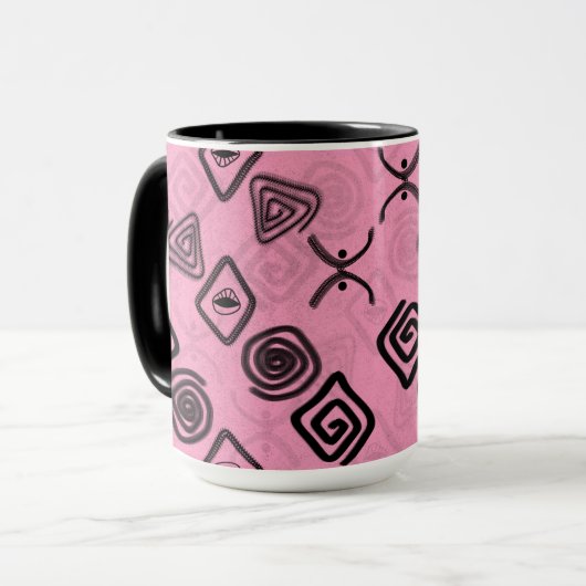 Symbole auf Rosa. Tasse (Vorderseite Links)