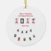 Symbole aus Mahjong für Weihnachten Keramik Ornament (Vorne)