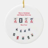 Symbole aus Mahjong für Weihnachten Keramik Ornament (Hinten)