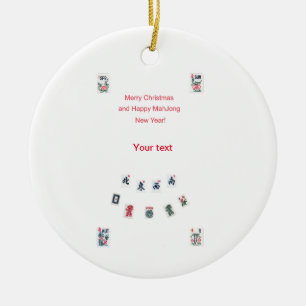 Symbole aus Mahjong für Weihnachten Keramik Ornament