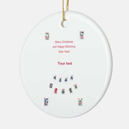 Symbole aus Mahjong für Weihnachten Keramik Ornament (Links)
