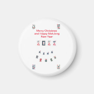 Symbole aus Mahjong für Weihnachten Magnet