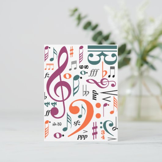 Symbole der Musik Postkarte (Stehend Vorderseite)
