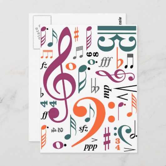 Symbole der Musik Postkarte (Vorne/Hinten)