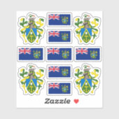 Symbole der Pitcairninseln / Wappen und Flagge S Aufkleber (Blatt)