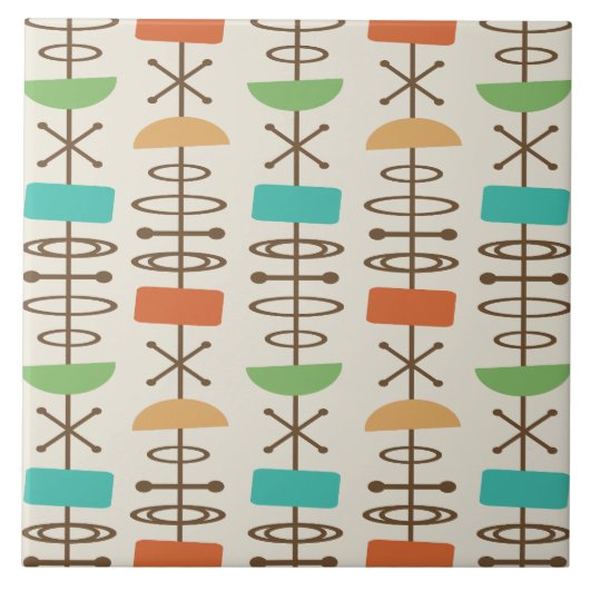 Symbole des Atomzeitalters mehrfarbig Fliese (Vorderseite)