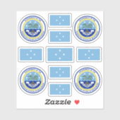 Symbole des mikronesischen Staat / Wappen und Fahn Aufkleber (Blatt)