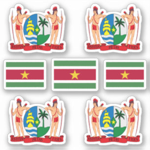 Symbole des surinamischen Staat / Wappen und Fahne Aufkleber
