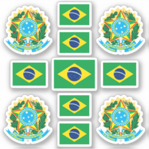 Symbole für brasilianische Staat / Wappen und Fahn Aufkleber