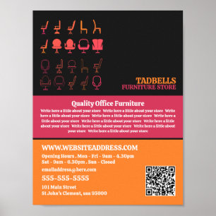 Symbole für den Stuhl - Verkaufsstellen für Möbel Poster