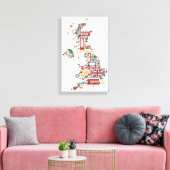 Symbole für England Karte Leinwanddruck (Insitu (Wohnzimmer))