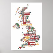 Symbole für England Karte Poster (Vorne)