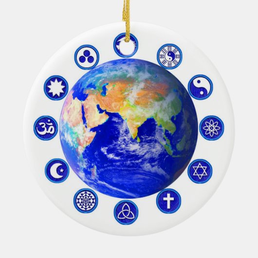 Symbole für Frieden, Einheit und Religion Keramikornament (Hinten)